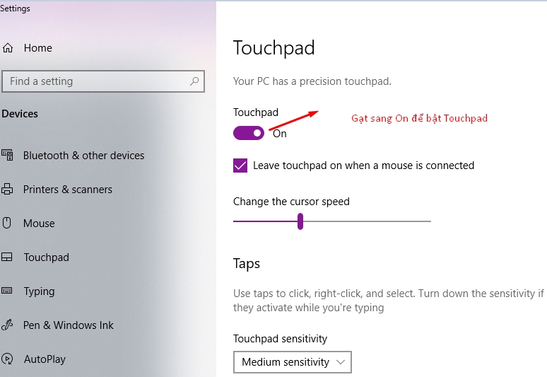 Cách Bật tắt Touchpad trên Windows 10 3