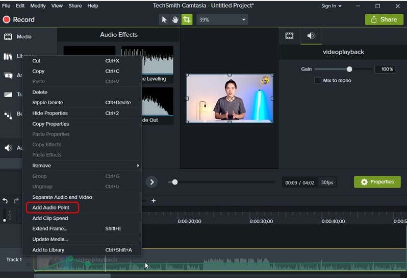 Cách chỉnh âm thanh trong video bằng phần mềm Camtasia Studio 7