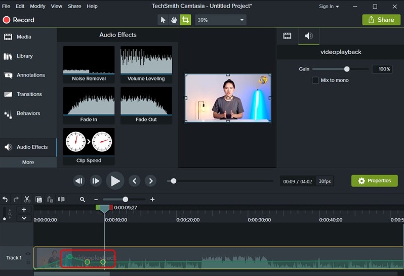 Cách chỉnh âm thanh trong video bằng phần mềm Camtasia Studio 8