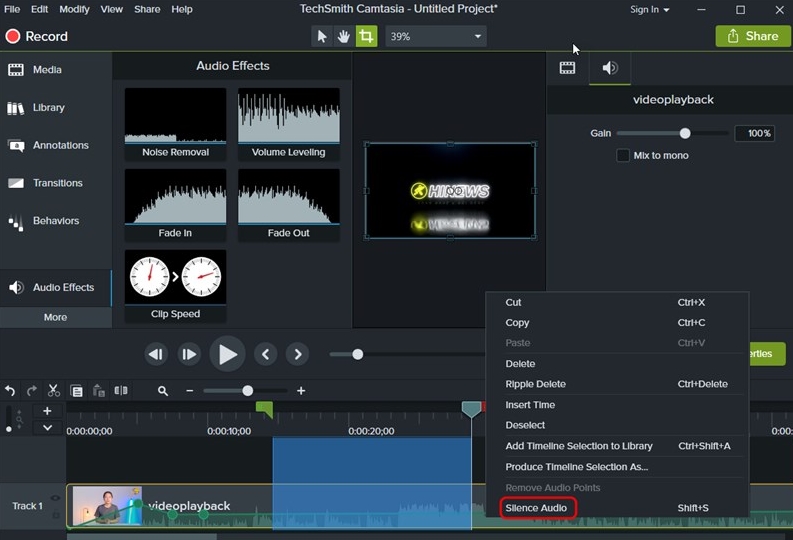 Cách chỉnh âm thanh trong video bằng phần mềm Camtasia Studio 9