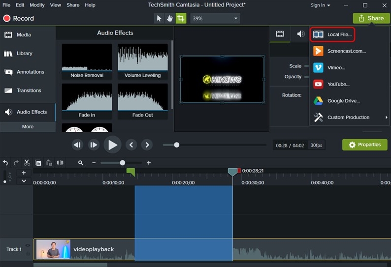 Cách chỉnh âm thanh trong video bằng phần mềm Camtasia Studio 10