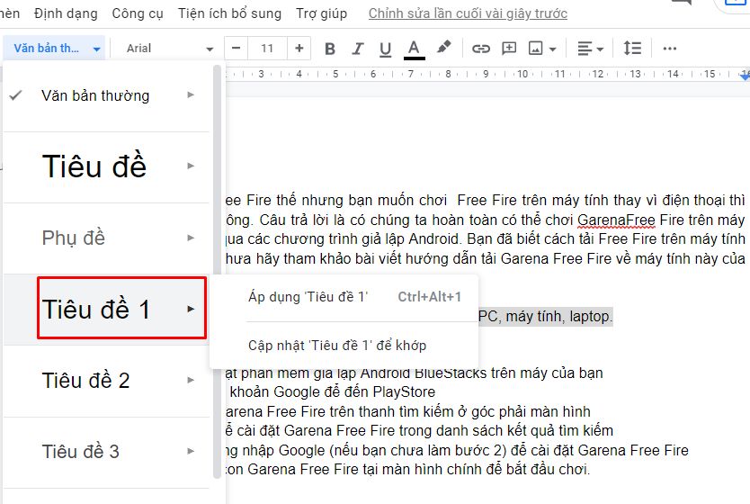Cách tạo mục lục trong Google Docs, cập nhật mục lục Google Docs 3