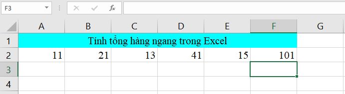 Cách tính tổng hàng ngang trong excel 2