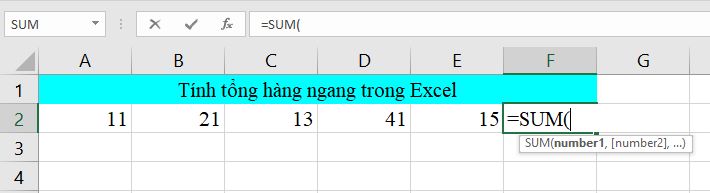 Cách tính tổng hàng ngang trong excel 3