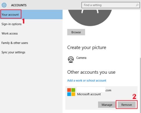 Cách xóa tài khoản microsoft trên win 10 8