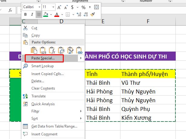 Hướng dẫn cách chuyển hàng thành cột, cột thành hàng trong Excel 7