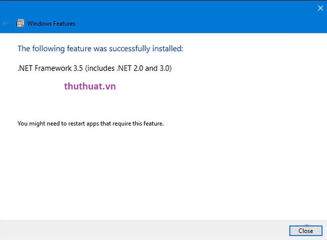 Hướng dẫn cài đặt .NET Framework 3.5 trên Windows 10 2